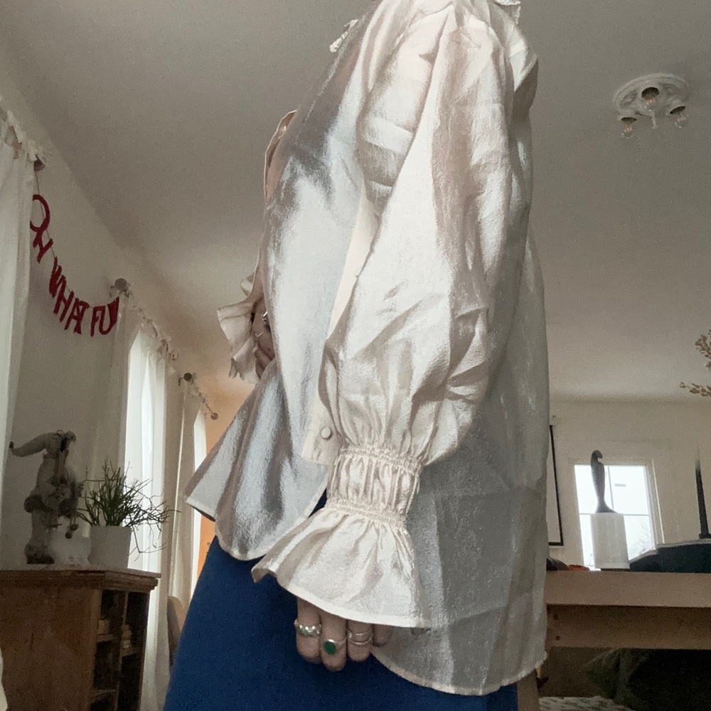 STINE GOYA Cream Blouse with Ruffled Collar - Picture 11 of 13
